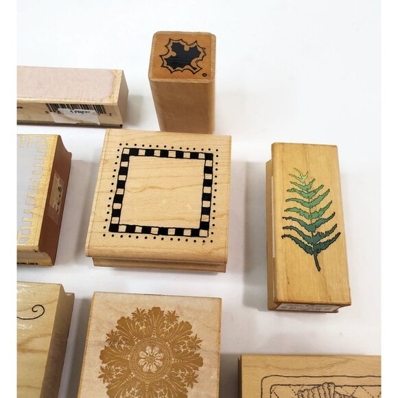 Rubber Stamps Fleur-de-lis Wreath Block Star Heart Butterfly Shell Lot of 20 - Picture 4 of 8